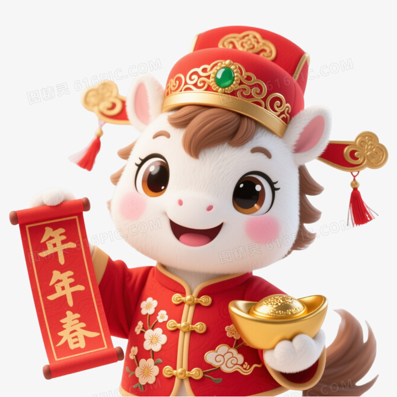 喜庆国风小马迎新春送祝福