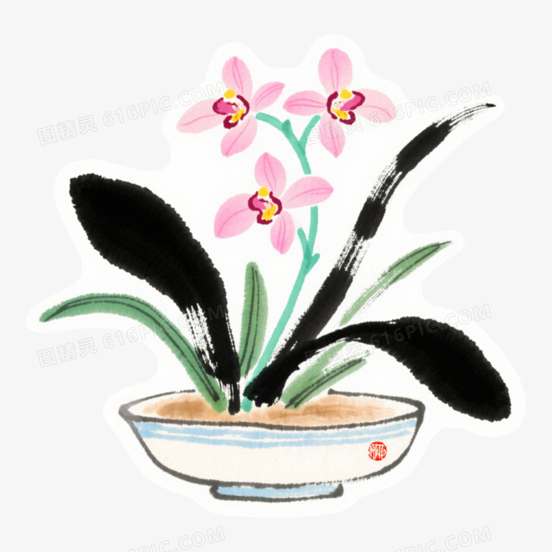 兰花古诗词配图素材免抠元素