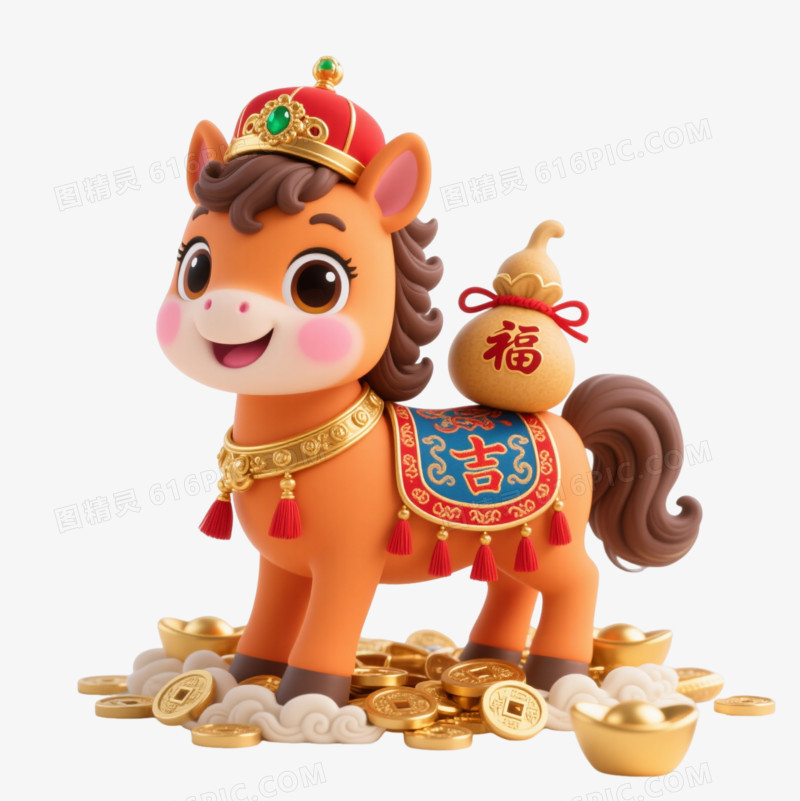 福气满满国风小马踏云迎春