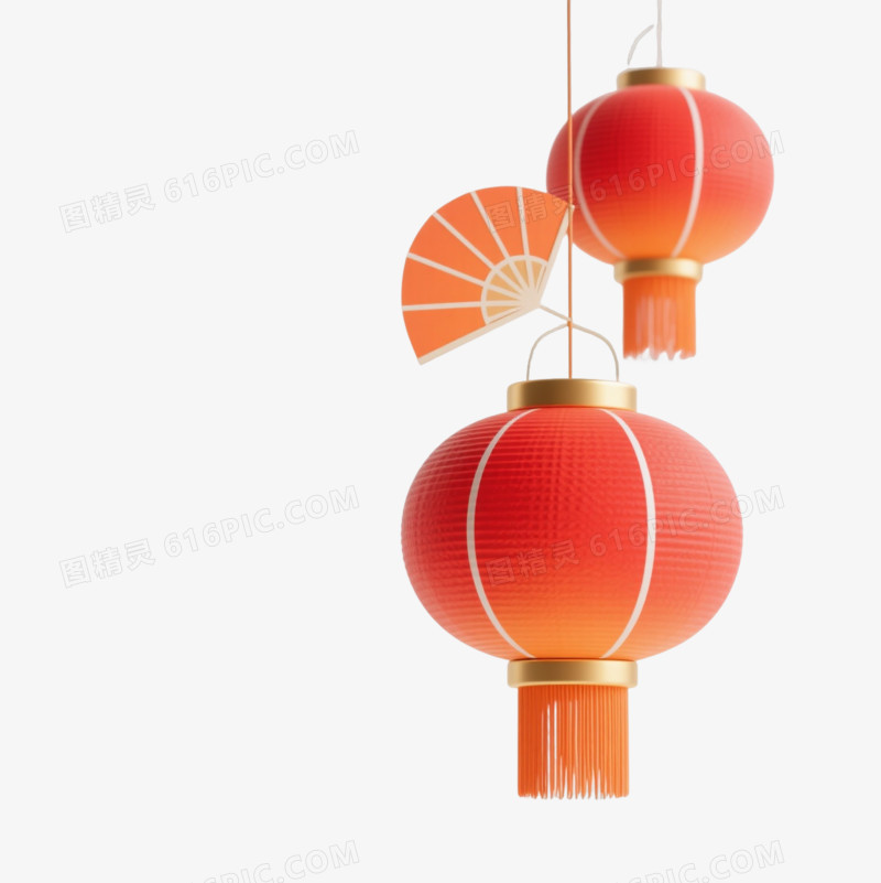 喜庆红灯笼挂角迎新春