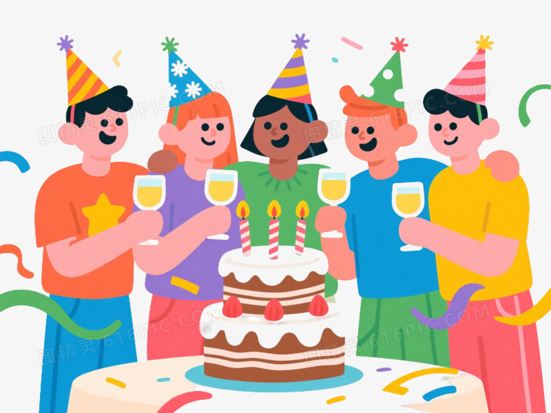 卡通生日派对插画卡通手绘