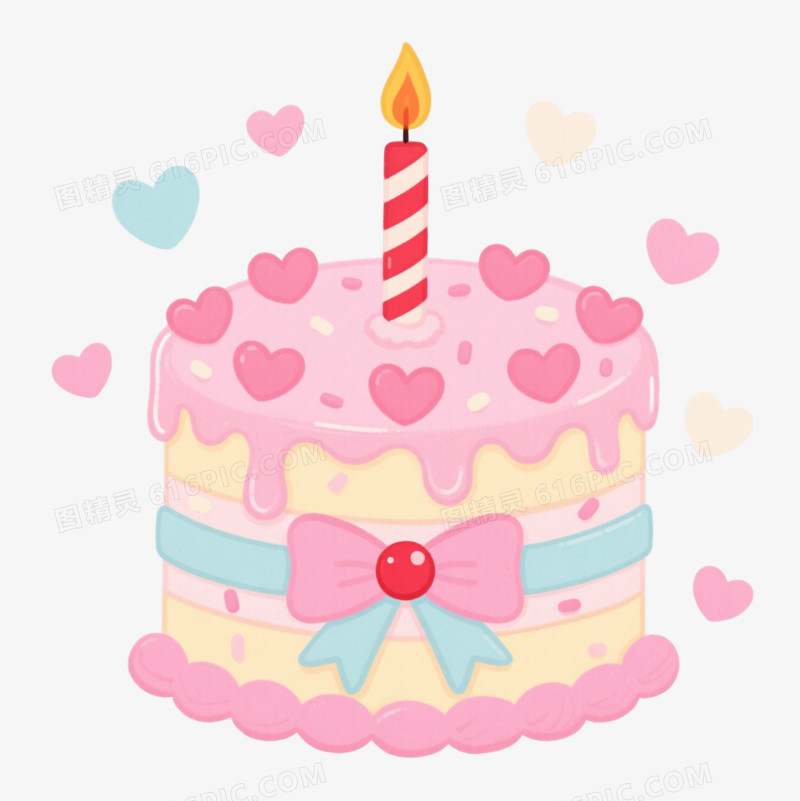 粉色双层蛋糕卡通手绘