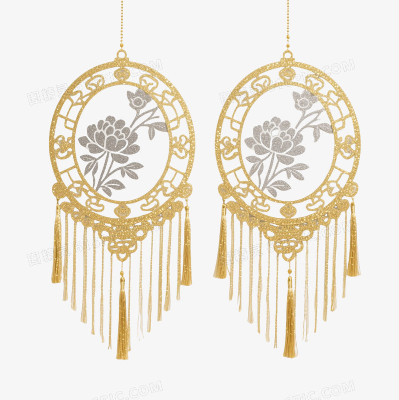 金色流苏灯笼挂饰迎新春