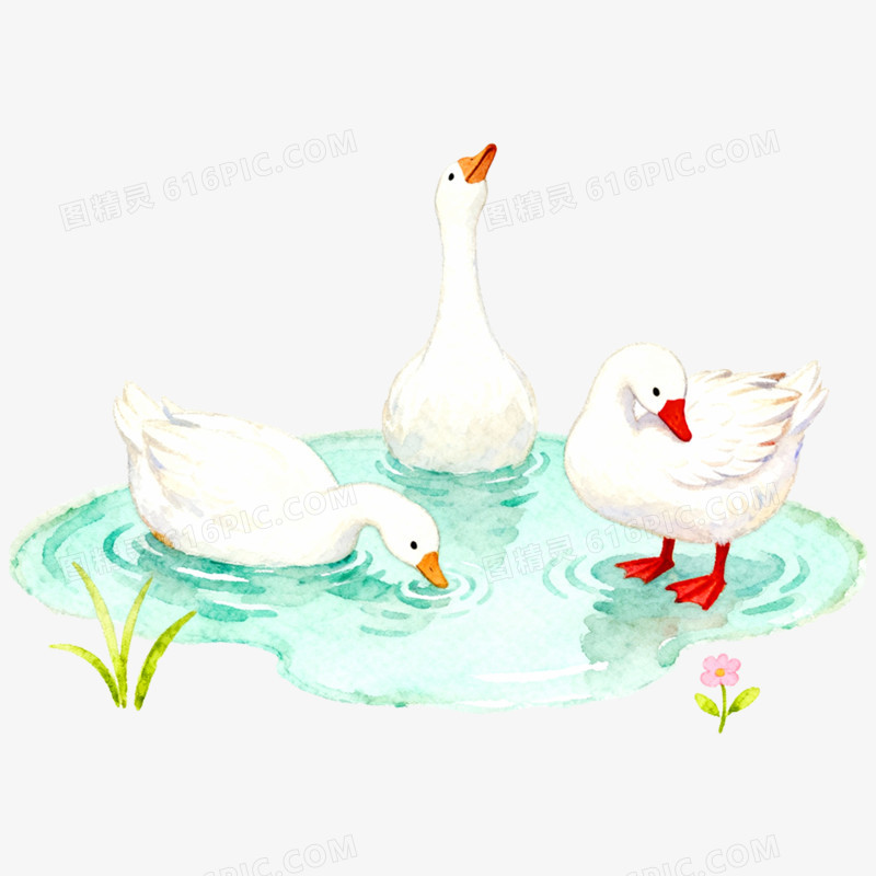 手绘插画古诗词配图免抠元素