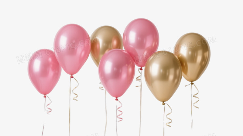 粉金气球漂浮元素