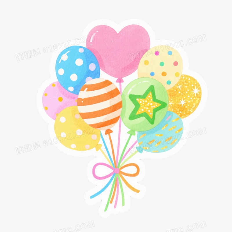 水彩风彩色气球节日元素