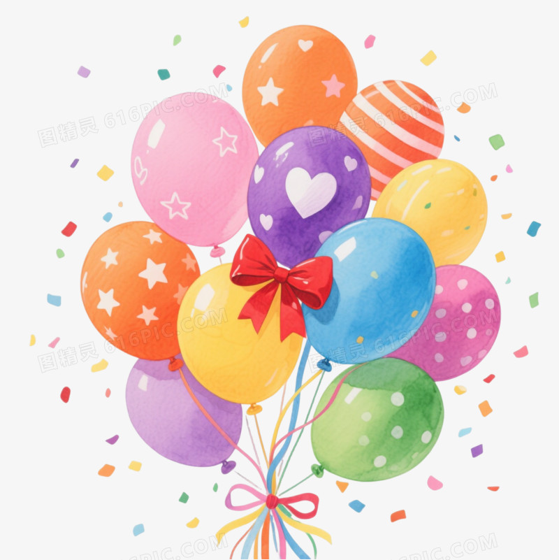 水彩彩色气球节日元素