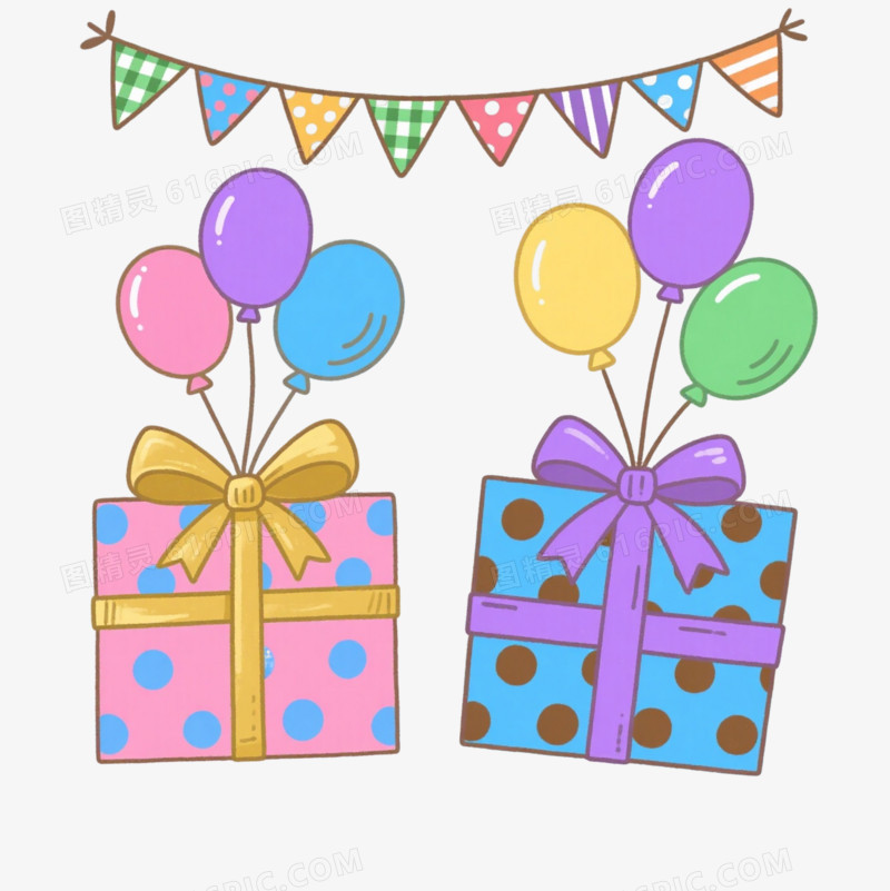 彩色气球礼盒节日元素