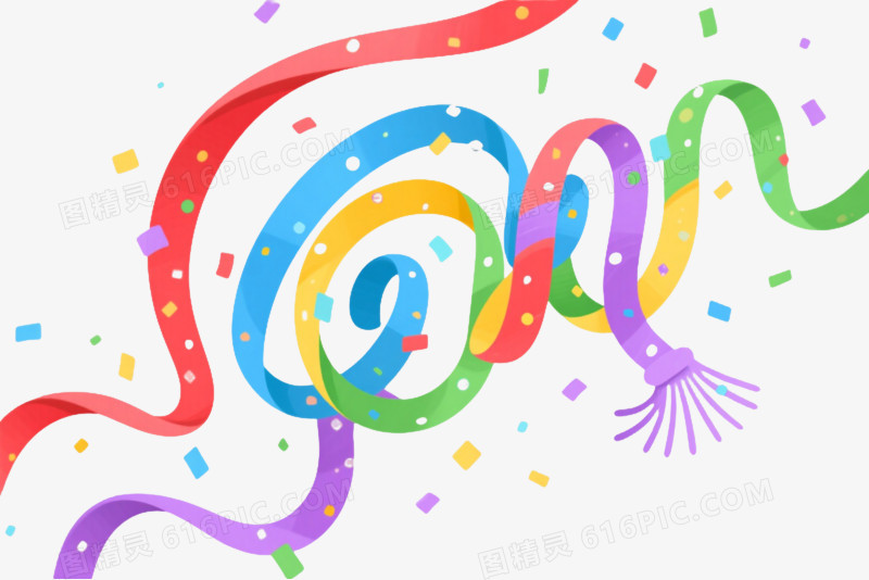 彩色庆典彩带漂浮元素