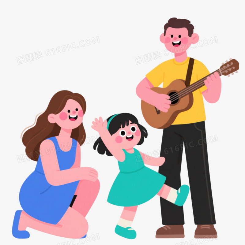 温馨家庭卡通手绘元素