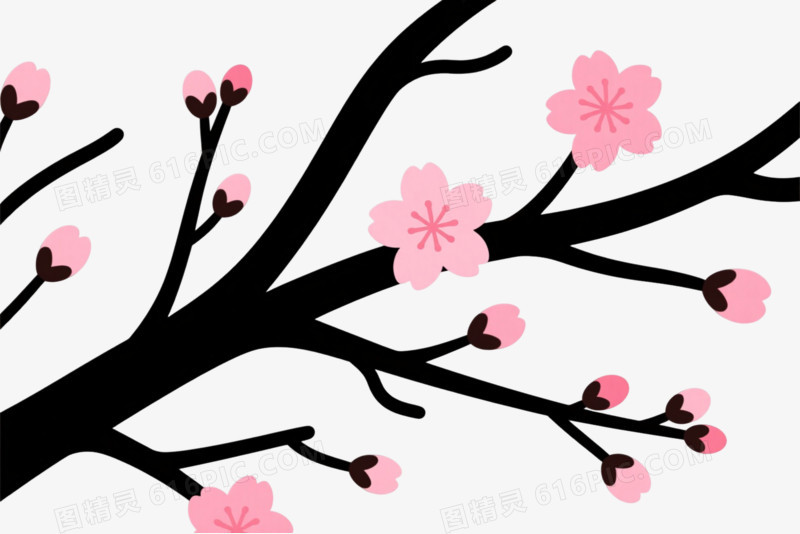 粉色樱花枝条装饰图案