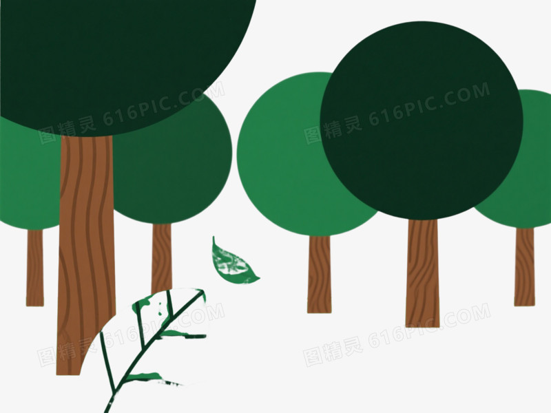 绿色田园风光卡通手绘元素