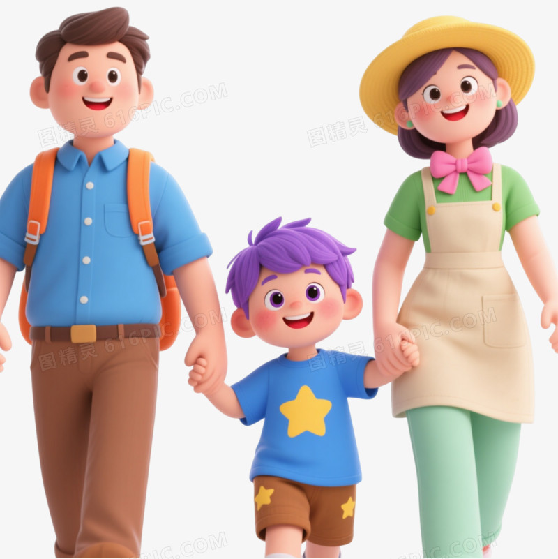 温馨家庭卡通手绘元素