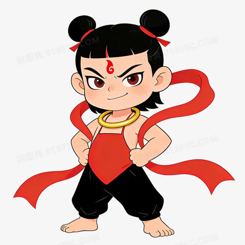 卡通手绘哪吒免抠元素