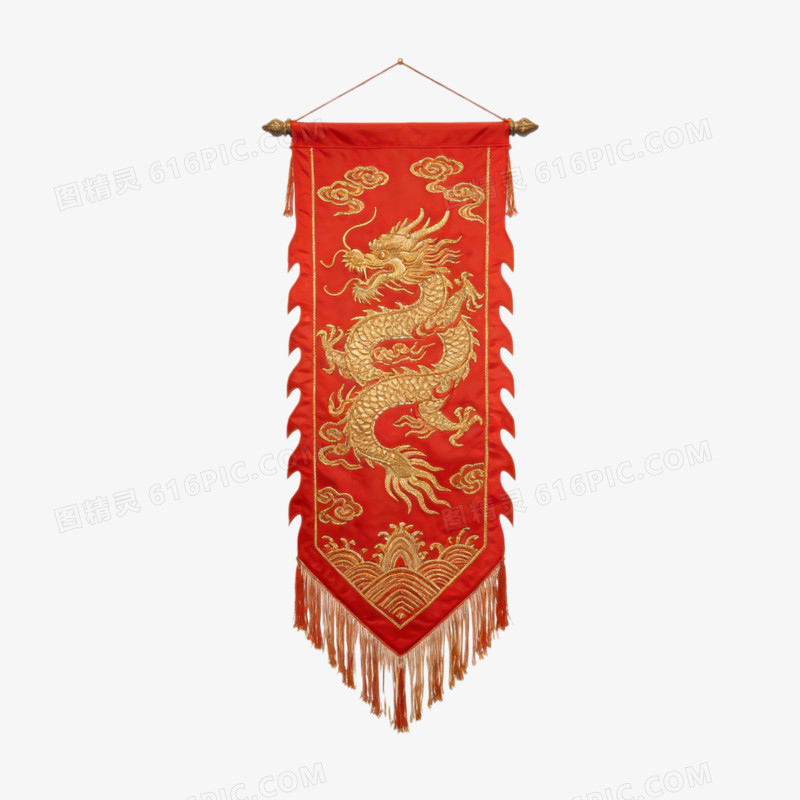 红色龙旗旗帜ai免抠元素