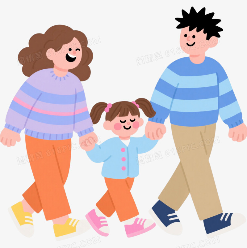 温馨家庭卡通手绘元素