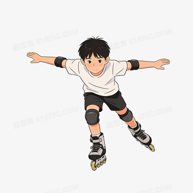 奔跑轮滑图插画ai免抠元素