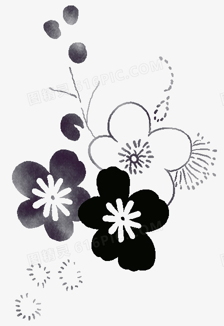 黑白线条花