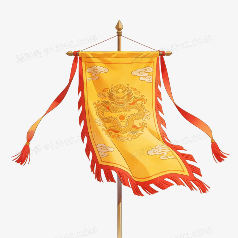 黄色的彩色旗帜ai免抠元素