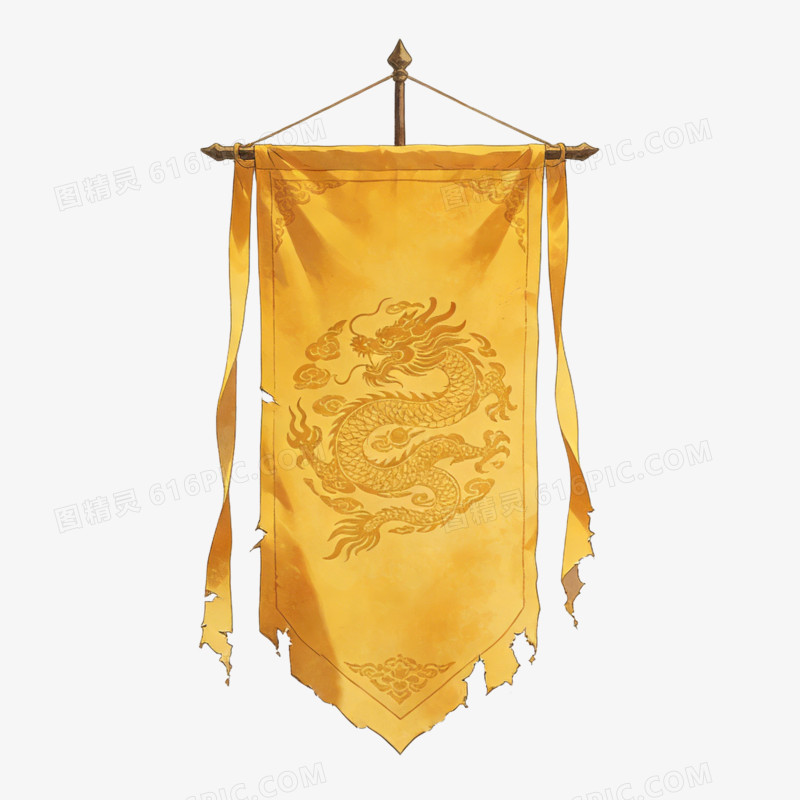 中国古代龙旗旗帜ai免抠元素