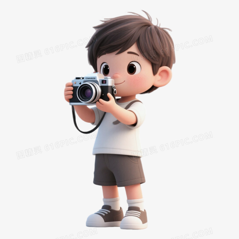 3D插画风格摄影兴趣班免抠元素