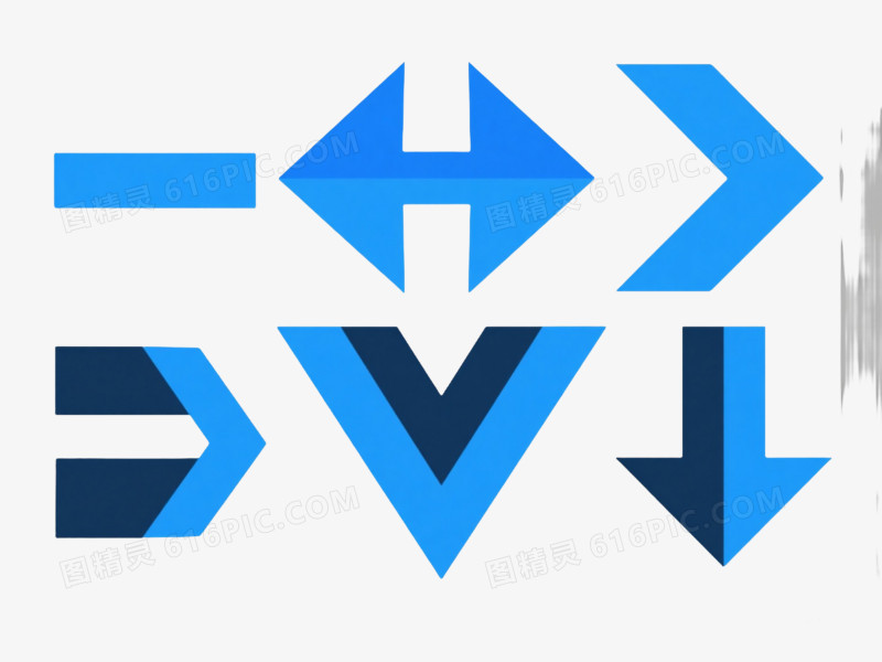 亮蓝深蓝箭头图标元素