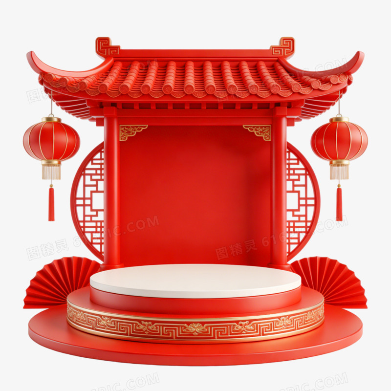 3D插画风格展台免抠元素