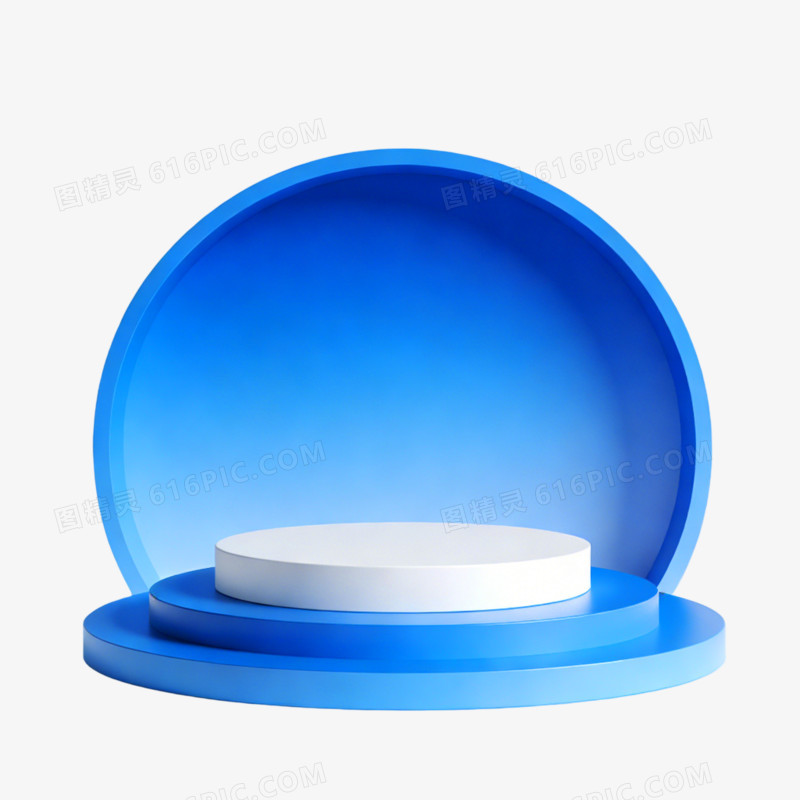 3D插画风格蓝色展台免抠元素