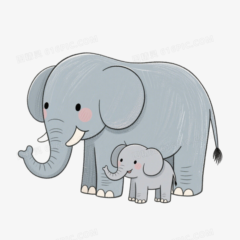 亲子动物大象免抠元素