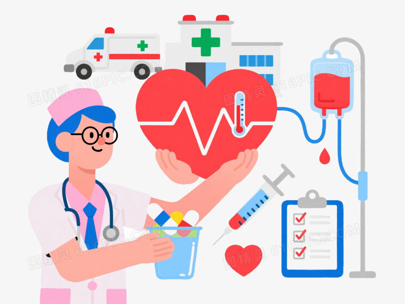 医疗主题扁平插画元素