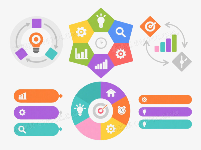 六组扁平化信息图表元素