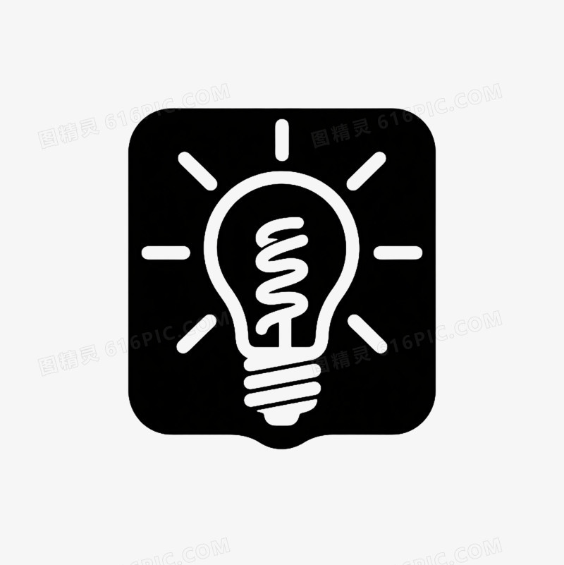 白色发光灯泡图标元素