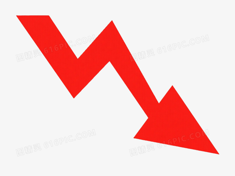 红色锯齿下降箭头漂浮元素