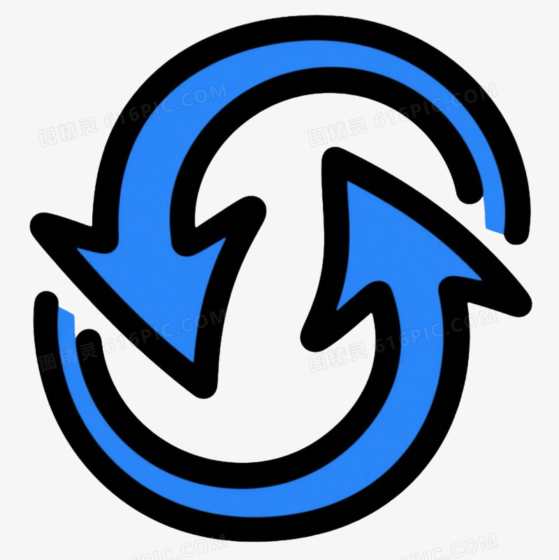 蓝色循环箭头矢量漂浮元素