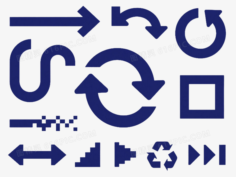 深蓝色扁平化箭头图标元素