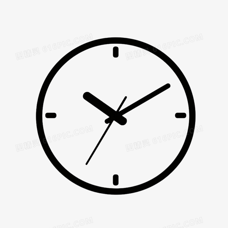 黑色简约时钟图标元素