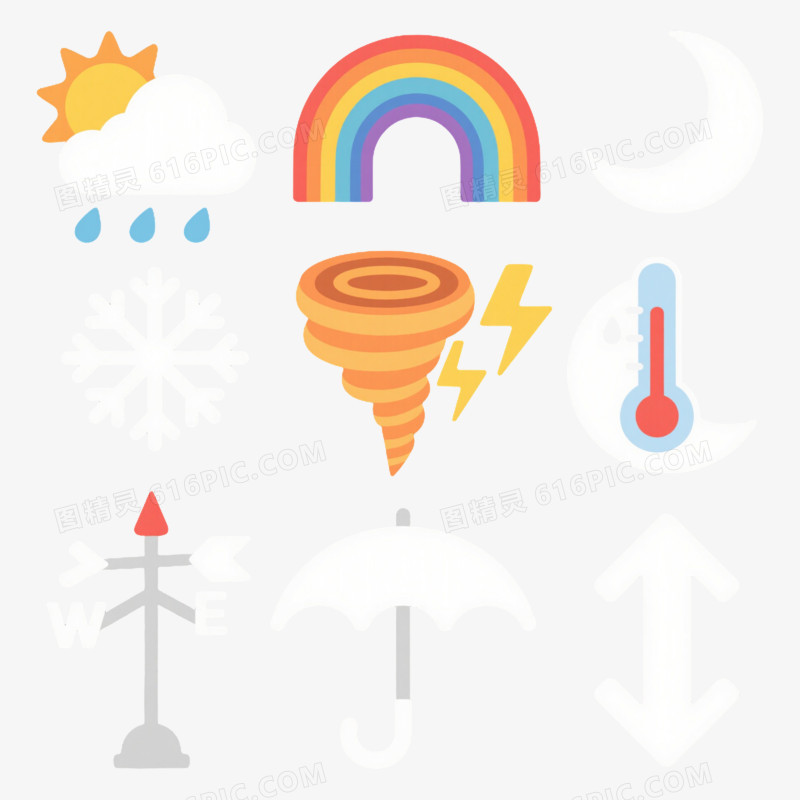 气象符号扁平插画元素
