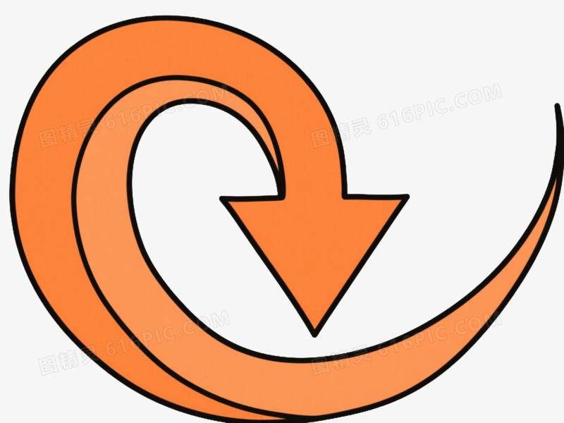 橙色弧形箭头漂浮元素