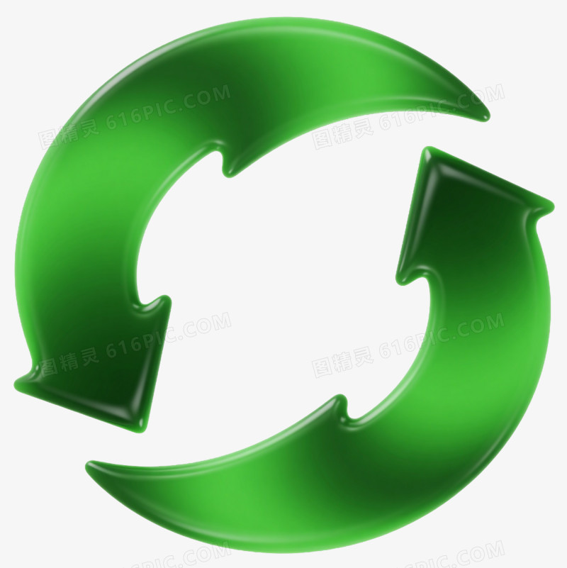 绿色渐变循环箭头漂浮元素