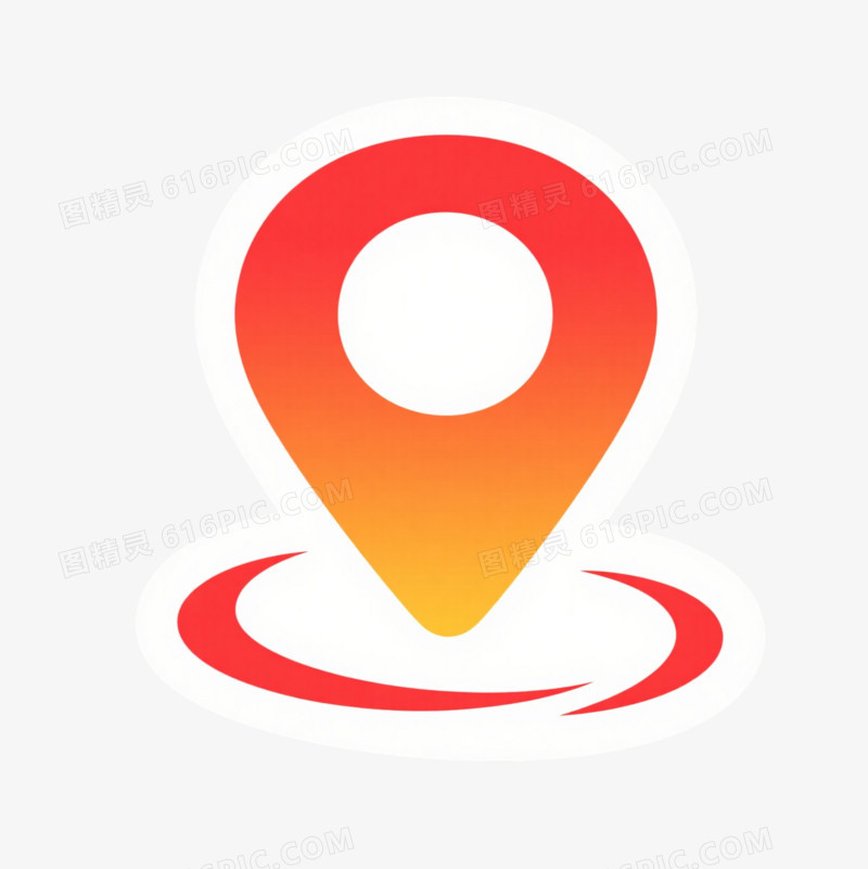 红橙渐变定位图标元素