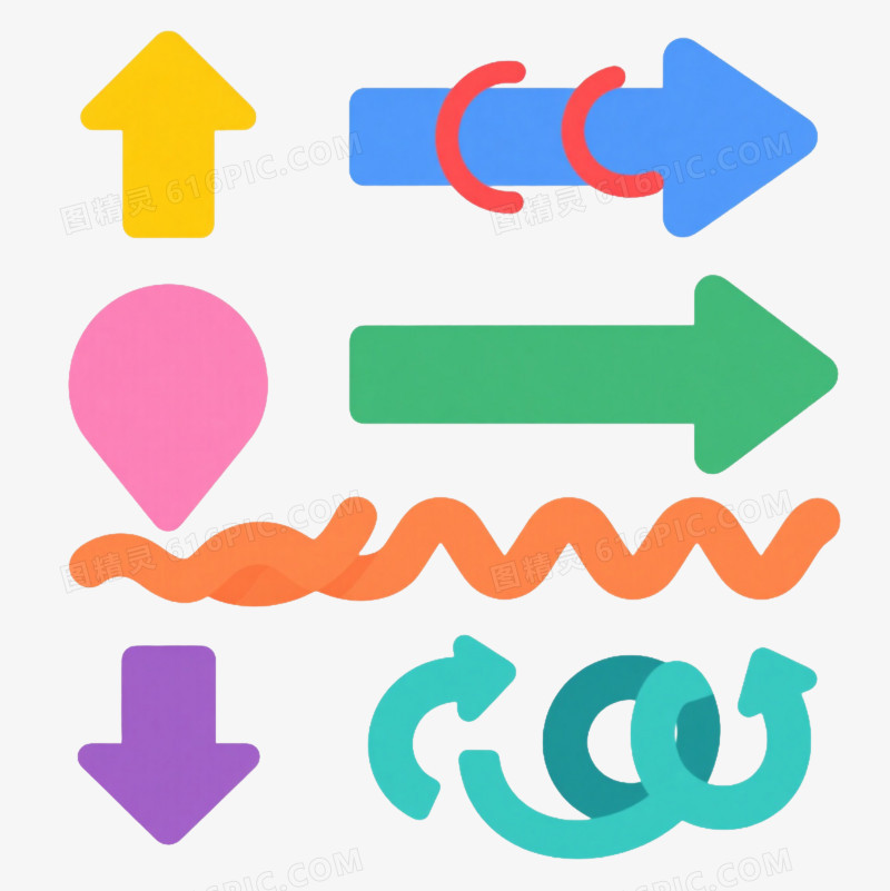 九色扁平箭头图标元素