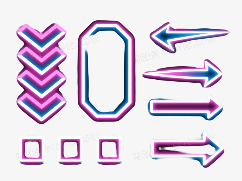 霓虹粉蓝渐变箭头漂浮元素