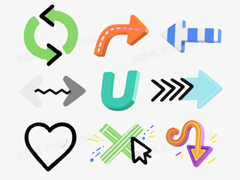 多风格手绘箭头图标元素