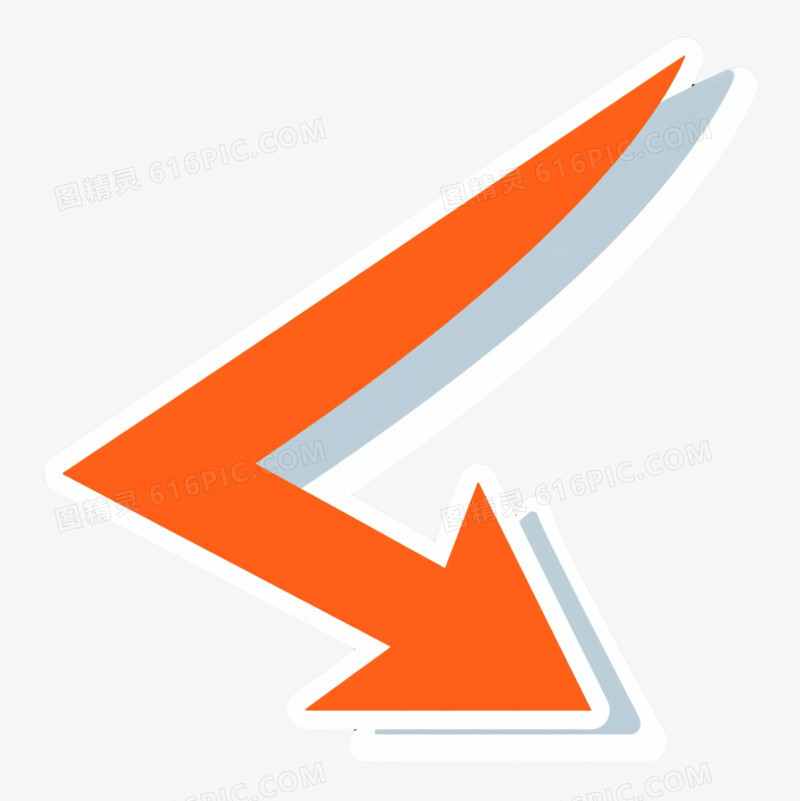 橙色尖锐箭头漂浮元素