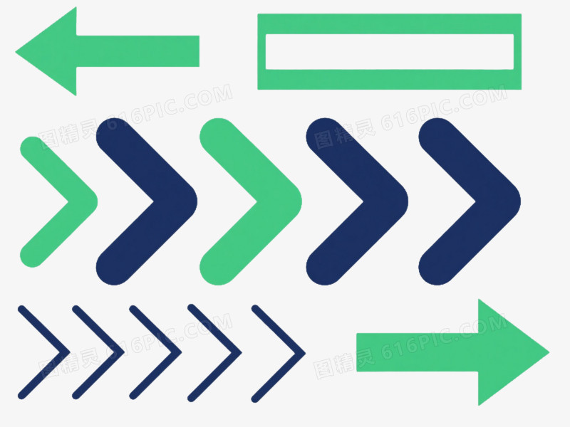 绿蓝双色箭头几何扁平元素
