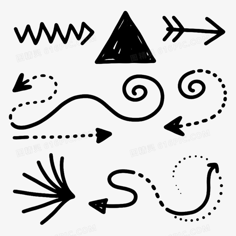 手绘箭头曲线符号装饰图案