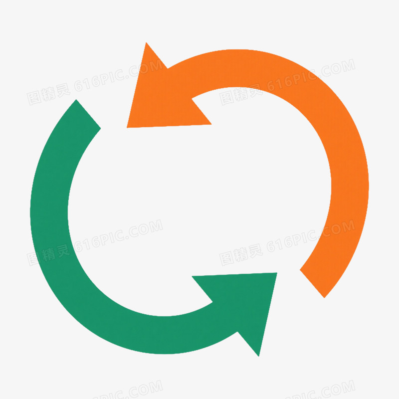 橙绿双循环箭头漂浮元素