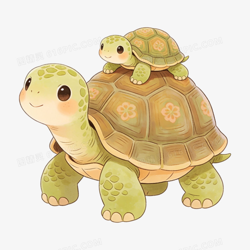 卡通手绘插画风可爱亲子动物免抠元素