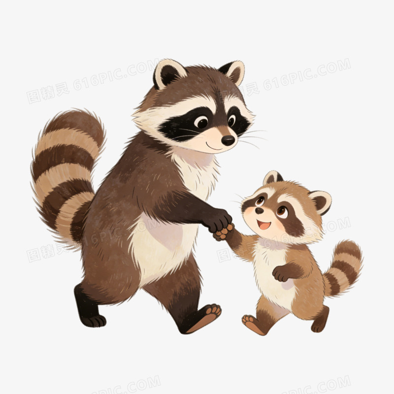 卡通手绘插画风可爱亲子动物免抠元素