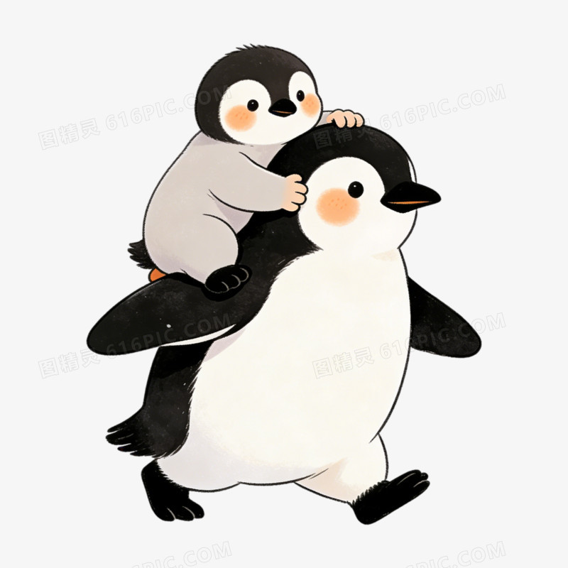 卡通手绘插画风可爱亲子动物免抠元素